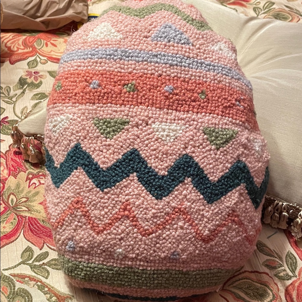 Peking Handicraft Colorful Patterned Knit Easter Egg Pillow